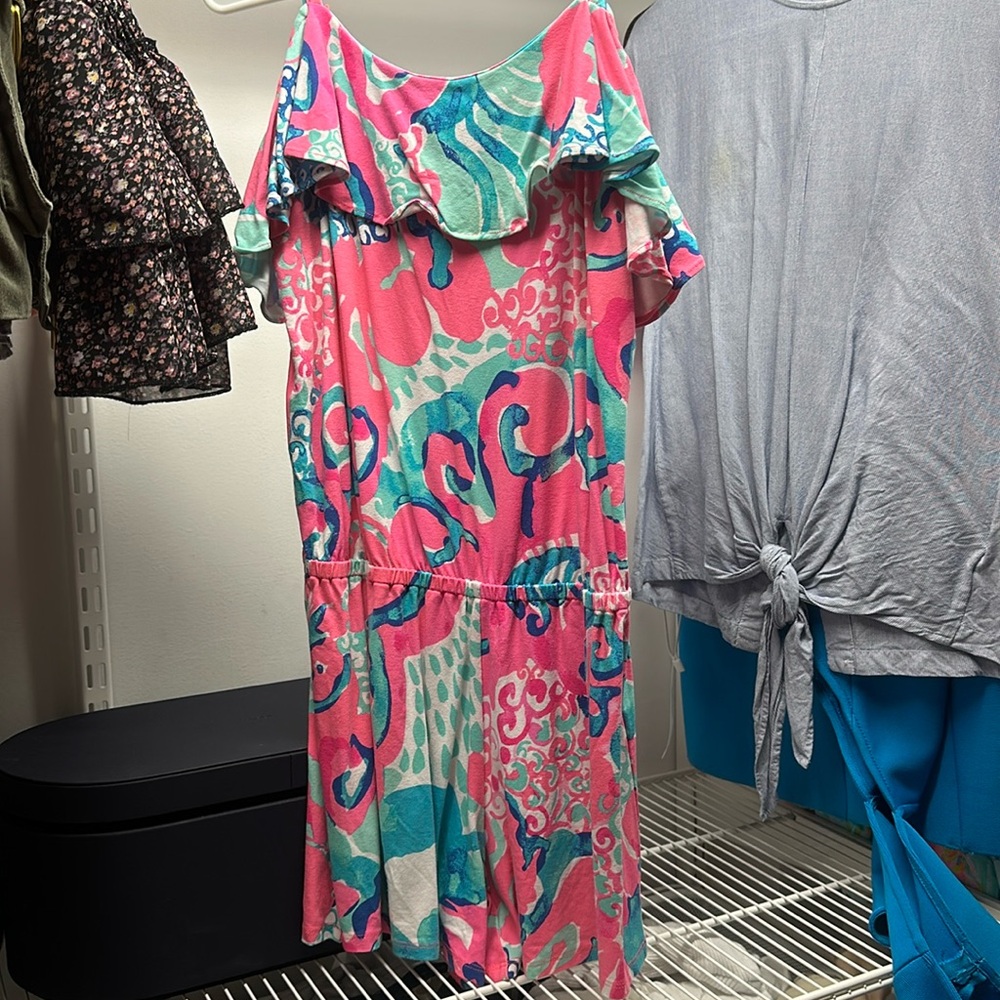 Lilly Pulitzer Pink Teal and Aqua Romper